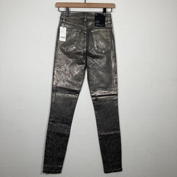 NEW! J BRAND WOMENS SILVER PYTHON LEENAH HIGH RISE ANKLE SKINNY JEANS SIZE 24 - Picture 2 of 12